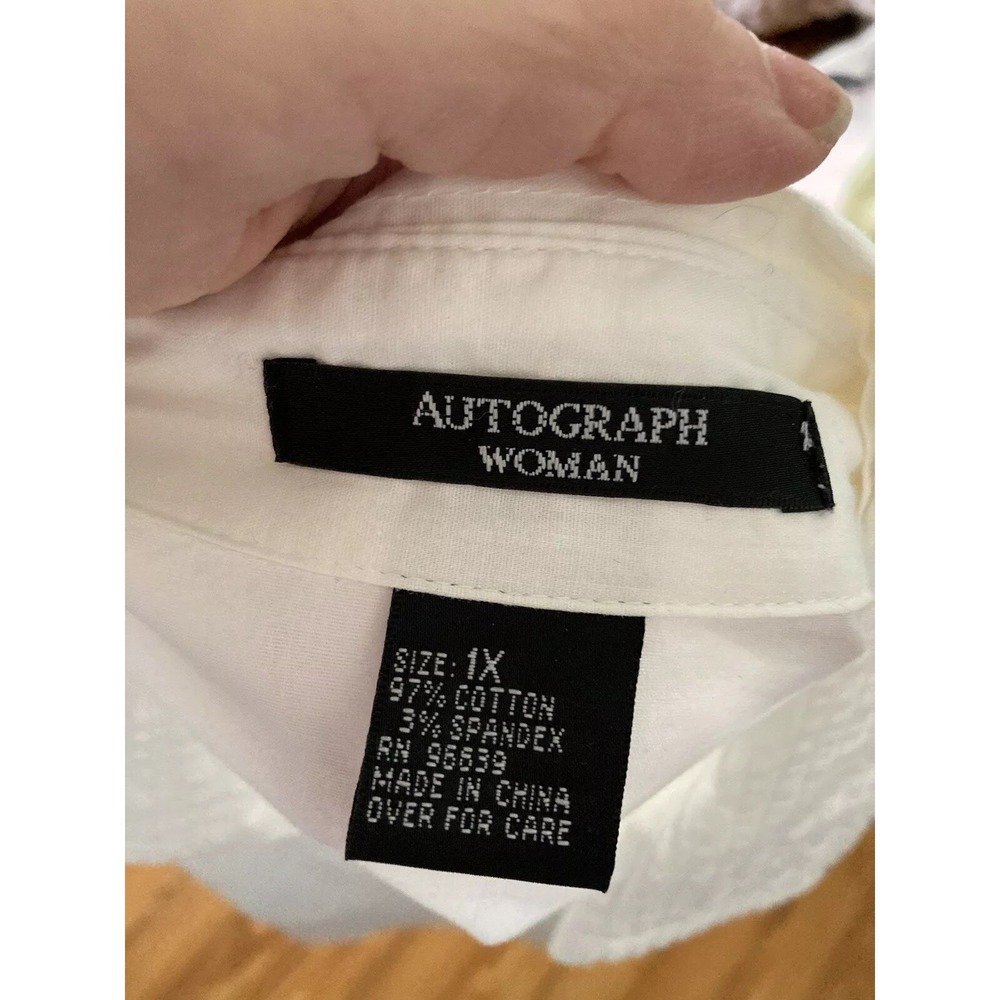 Cottagecore AUTOGRAPH  women white shirt size 1x plus curvy Long Sleeve career - Picture 10 of 10
